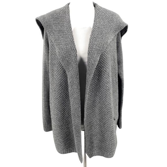 Vince Womens Gray Honeycomb Knit Sweater Jacket Yak Wool Blend Size Medium - Picture 1 of 15